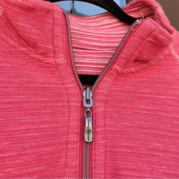 Tommy Bahama Reversible 1/4-Zip Salmon Pink/Pink Stripe Pullover M - Picture 4 of 14